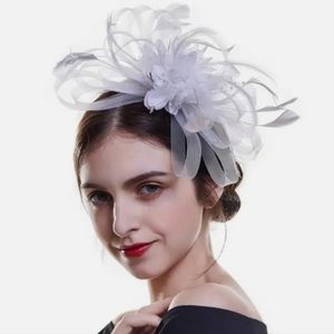 Gorgeous White Beloved Millinery Fascinator Side Loop Feathers Ribb…